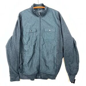 Alfani Men's XXL Charcoal Knit Jacket Zip Front Mixed Media Pockets NWT